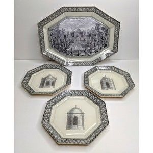 Vintage Hand Painted Charles Castela Decorative Plates 1994 Architecture Signed